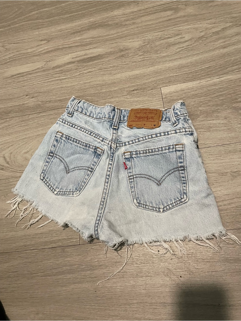 Levi's Light Blue High-Rise Distressed Denim Shorts